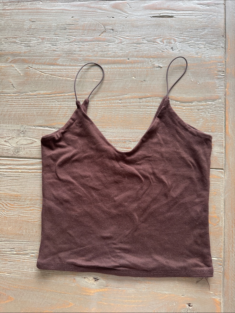gaze Brown V-Neck Spaghetti Strap Cami